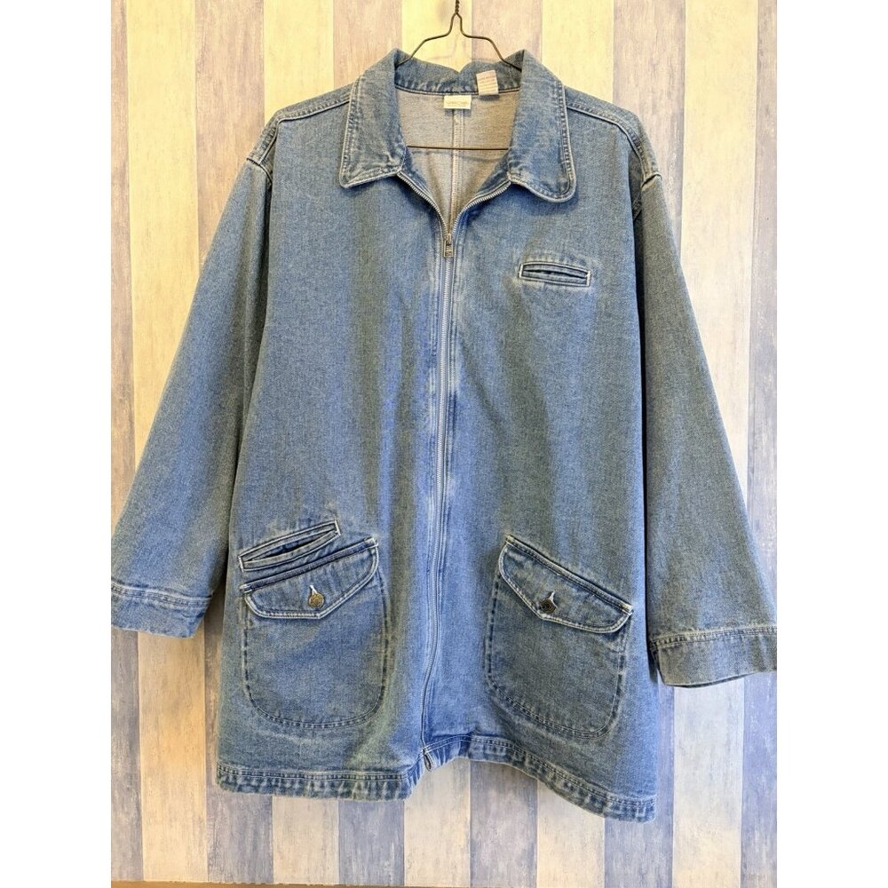 Cherokee Denim Jean Jacket, Barn Chore Coat, 24w27w , 3X Plus Size, Cotton